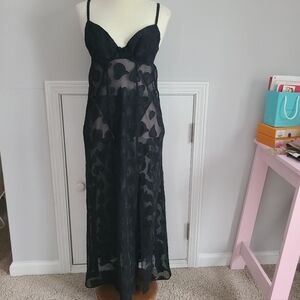 90s Vtg Victoria’s Secret Maxi Gown Size S Slip Dress Miracle Bra Heart Jacquard